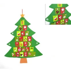 CALENDARIO AVVENTO ALBERO NATALE GIGANTE 110CM CON TASCHE DECORAZIONI NATALIZIE