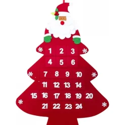 CALENDARIO AVVENTO ALBERO DI NATALE CON TASCHE IN FELTRO DECORAZIONI NATALIZIE