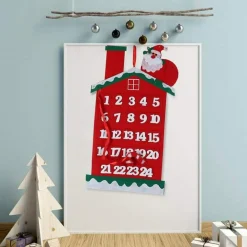 CALENDARIO AVVENTO CASETTA DI BABBO NATALE 60CM IN FELTRO DECORAZIONI NATALIZIE