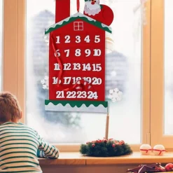 CALENDARIO AVVENTO CASETTA DI BABBO NATALE 60CM IN FELTRO DECORAZIONI NATALIZIE