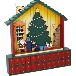CALENDARIO AVVENTO CASETTA DI BABBO NATALE LEGNO CASSETTI DECORAZIONI NATALIZIE