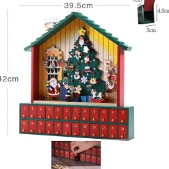 CALENDARIO AVVENTO CASETTA DI BABBO NATALE LEGNO CASSETTI DECORAZIONI NATALIZIE