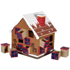 CALENDARIO AVVENTO DI NATALE CASETTA IN LEGNO 24 CASSETTI DECORAZIONI NATALIZIE