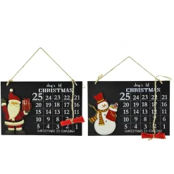 CALENDARIO AVVENTO LAVAGNA CON GESSETTO IN LEGNO 2 MODELLI DECORAZIONI NATALIZIE