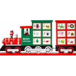 CALENDARIO AVVENTO TRENINO DI NATALE IN LEGNO 24 CASSETTI DECORAZIONI NATALIZIE