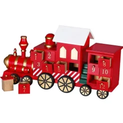 CALENDARIO AVVENTO TRENINO DI NATALE IN LEGNO 24 CASSETTI DECORAZIONI NATALIZIE