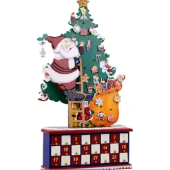 CALENDARIO DELL'AVVENTO BABBO NATALE IN LEGNO 24 CASSETTI DECORAZIONI NATALIZIE