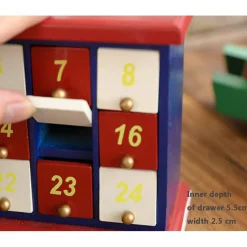 CALENDARIO DELL'AVVENTO BABBO NATALE IN LEGNO 24 CASSETTI DECORAZIONI NATALIZIE