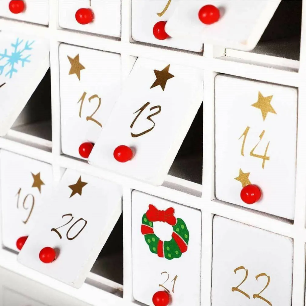 CALENDARIO DELL'AVVENTO TRENINO NATALIZIO DI BABBO NATALE IN LEGNO 24 CASSETTI