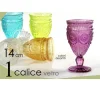 CALICE VINO BICCHIERE COCKTAIL ACQUA DRINK COLORI ASSORTITI 14CM IN VETRO 628023