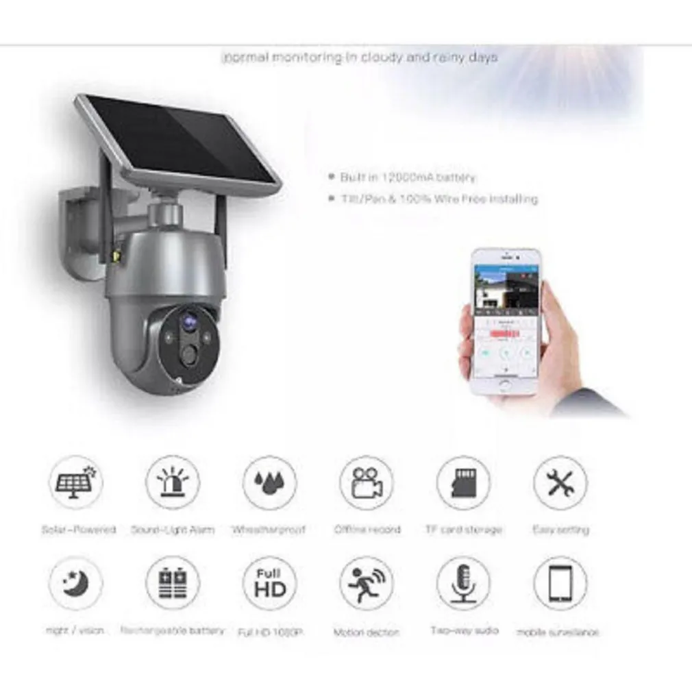 CAMERA CON PANNELLO SOLARE WIFI P2P 355° 12A 3,6MM AUDIO BIDIREZIONALE Q-SX01