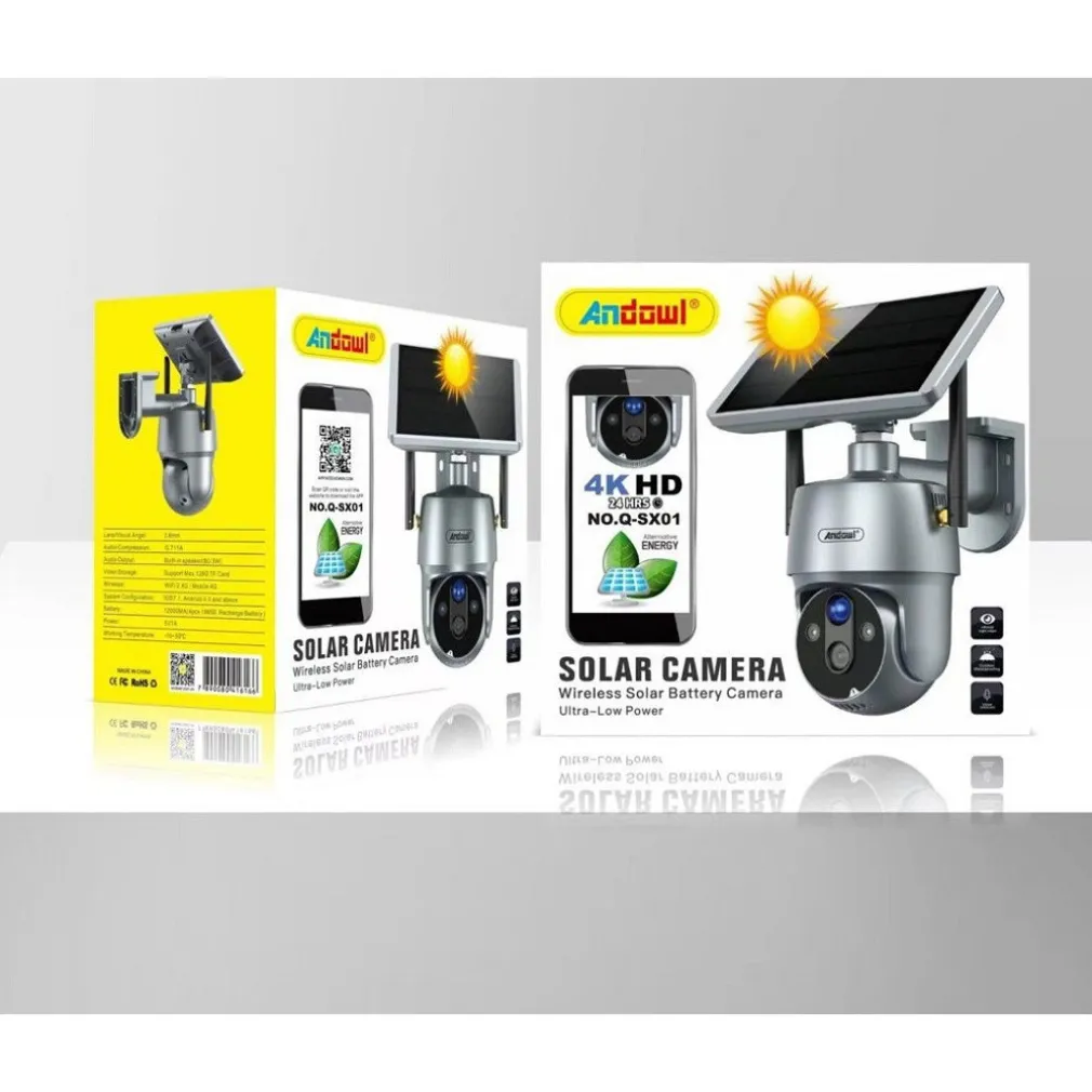 CAMERA CON PANNELLO SOLARE WIFI P2P 355° 12A 3,6MM AUDIO BIDIREZIONALE Q-SX01