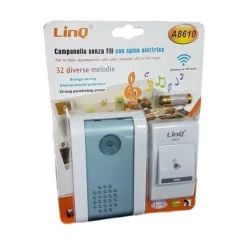 CAMPANELLO WIRELESS SPINA ELETTRICA RETE 220V SENZA FILI 32 MELODIE PORTA A8610