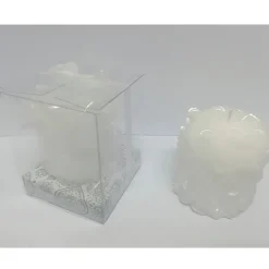 CANDELA CILINDRO EFFETTO PERLA BIANCO 6.5x7CM CONFEZIONE BOMBONIERA MATRIMONIO