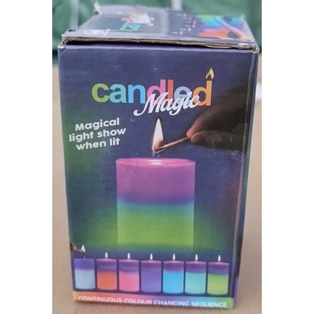CANDELA DI CERA MAGICA SI ILLUMINA QUANDO ACCESA CON FIAMMA REALE LUCE CONTINUA 6 COLORI