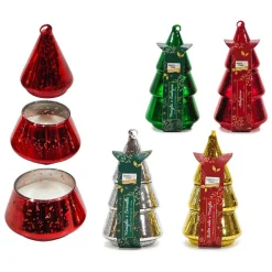 CANDELA PROFUMATA A FORMA DI ALBERO DI NATALE DA 150GR DECORAZIONE NATALIZIA H16,5XØ8,5CM
