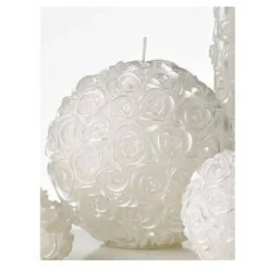 CANDELA SFERICA SFERA BIANCA CON ROSELLINE ROSE LUMINO DECORAZIONE CASA