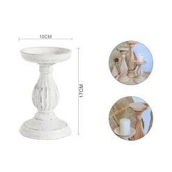 CANDELABRO CANDELIERE EFFETTO VINTAGE BIANCO PORTA CANDELE ATMOSFERA NATALIZIA