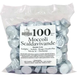 CANDELE TEA LIGHT MOCCOLI SCALDAVIVANDE TEALIGHTS IN PARAFFINA NATURALE 100PZ