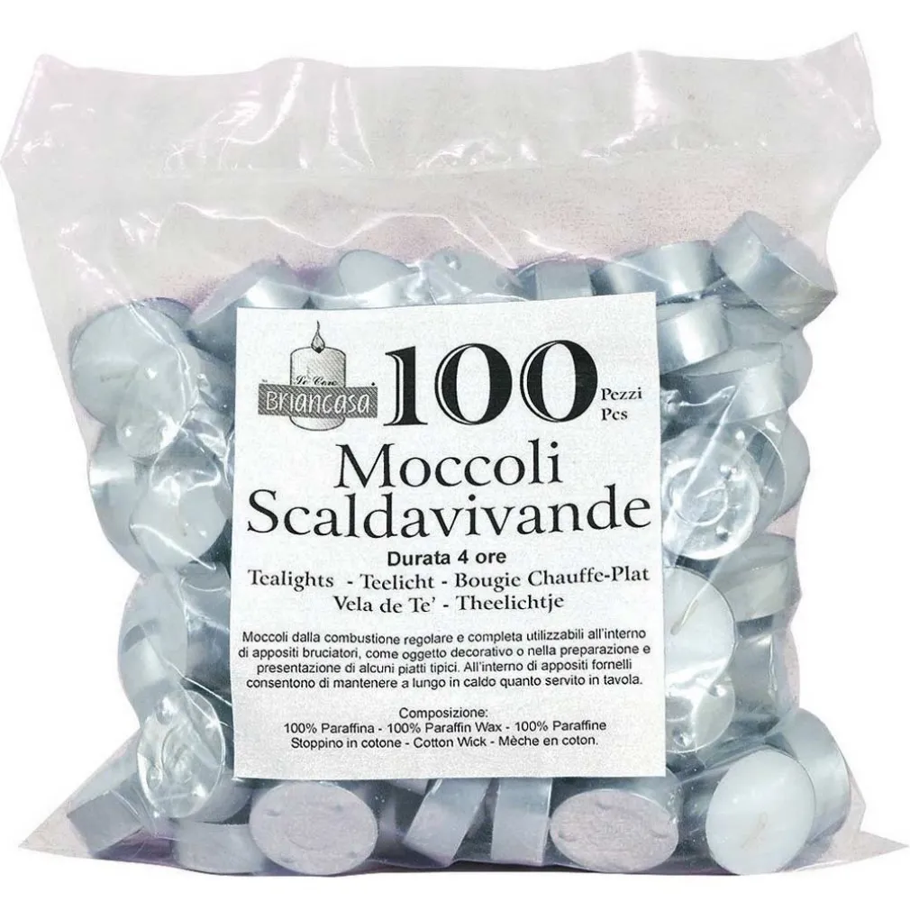 CANDELE TEA LIGHT MOCCOLI SCALDAVIVANDE TEALIGHTS IN PARAFFINA NATURALE 100PZ