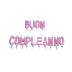 CANDELINE CANDELE CON SCRITTA BUON COMPLEANNO COLORE ROSA PER TORTA FESTA PARTY