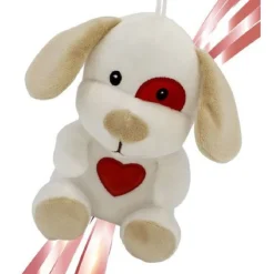 CANE CAGNOLINO PELUCHE 16CM CUORE STAMPATO LACCIO SAN VALENTINO COL. ASS. 95066