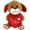 CANE IN PELUCHE CAGNOLINO CON CUORE I LOVE YOU 17 CM REGALO SAN VALENTINO 68089
