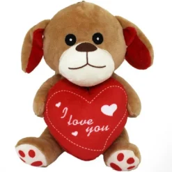 CANE IN PELUCHE CAGNOLINO CON CUORE I LOVE YOU 17 CM REGALO SAN VALENTINO 68089