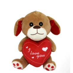 CANE IN PELUCHE CAGNOLINO CON CUORE I LOVE YOU 17 CM REGALO SAN VALENTINO 68089