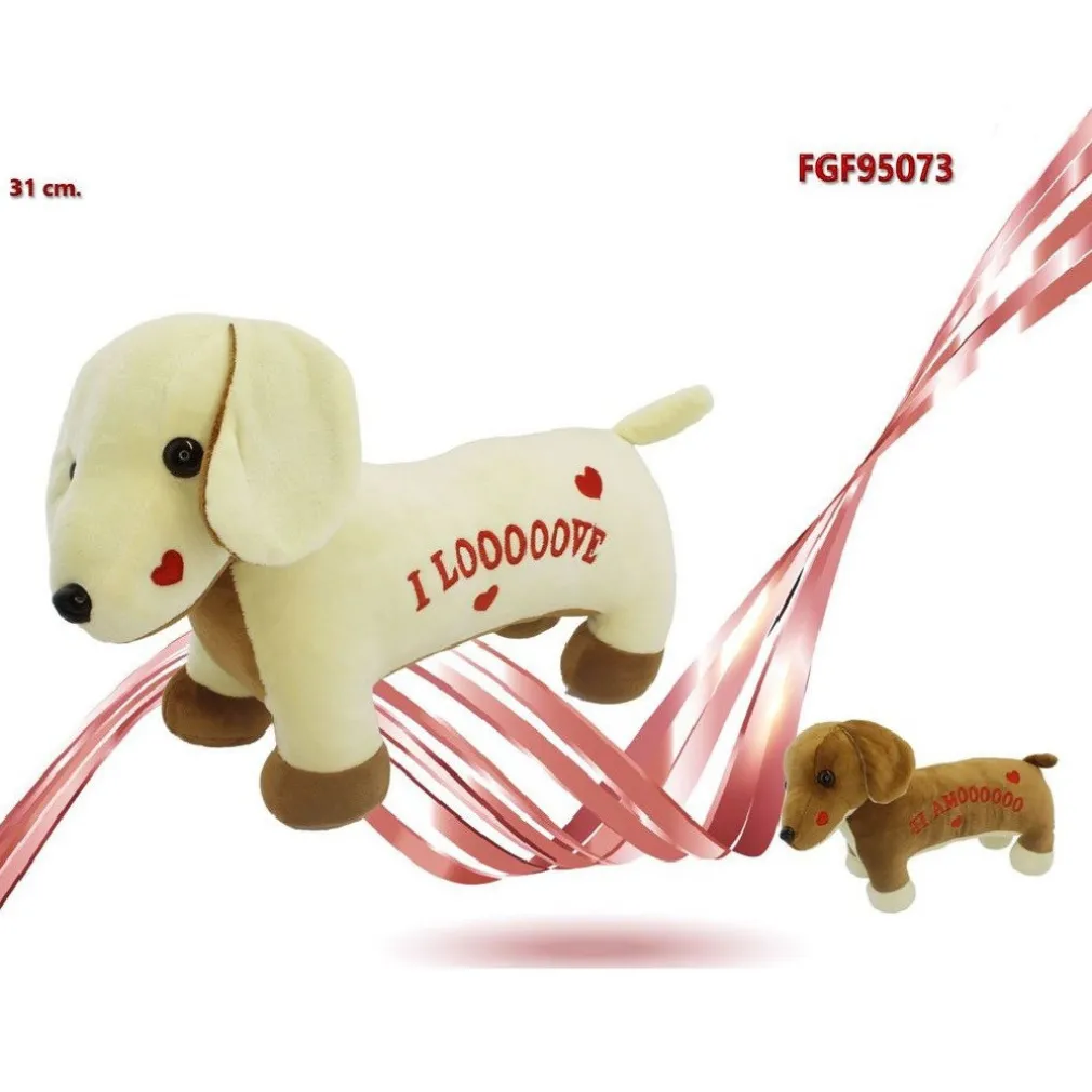 CANE IN PELUCHE CON SCRITTA E CUORICINI 31CM SAN VALENTINO COLORI ASSORTITI 95073