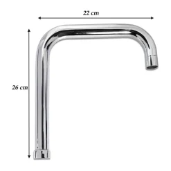 CANNA DI RICAMBIO MISCELATORE RUBINETTO CUCINA LAVELLO CANNA ALTA SQUADRATO 22CM