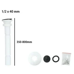 CANOTTO TUBO DI SCARICO ESTENSIBILE LAVABO LAVELLO CON PILETTA 1/2 40 MM 10069