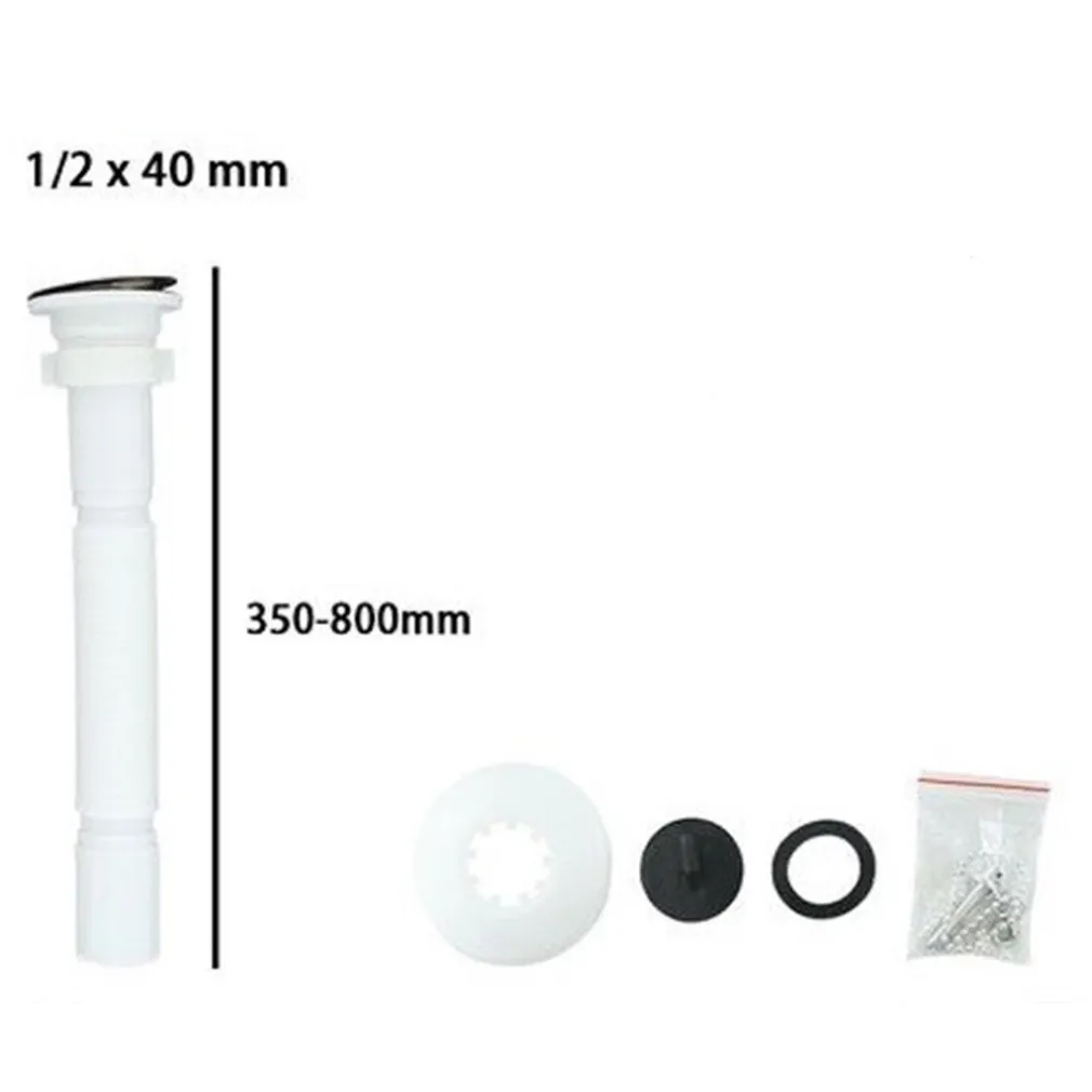 CANOTTO TUBO DI SCARICO ESTENSIBILE LAVABO LAVELLO CON PILETTA 1/2 40 MM 10069