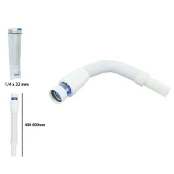 CANOTTO TUBO DI SCARICO FLESSIBILE ESTENSIBILE LAVABO LAVELLO 1/4 X 32 MM 10077