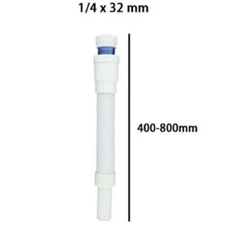 CANOTTO TUBO DI SCARICO FLESSIBILE ESTENSIBILE LAVABO LAVELLO 1/4 X 32 MM 10077