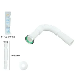 CANOTTO TUBO SCARICO FLESSIBILE ESTENSIBILE CON TESTA METALLO 1" 1/2 40 MM 59951
