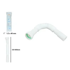 CANOTTO TUBO SCARICO FLESSIBILE ESTENSIBILE CON TESTA PLASTICA 1" 1/2 40MM 59953
