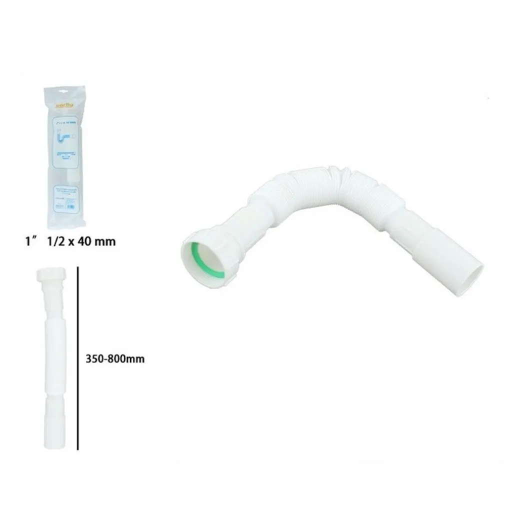 CANOTTO TUBO SCARICO FLESSIBILE ESTENSIBILE CON TESTA PLASTICA 1" 1/2 40MM 59953