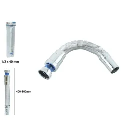 CANOTTO TUBO SCARICO FLESSIBILE ESTENSIBILE LAVABO LAVELLO 400-800MM 1/2 10073