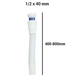 CANOTTO TUBO SCARICO FLESSIBILE ESTENSIBILE LAVABO LAVELLO 1 1/2 40MM BIANCO 10710