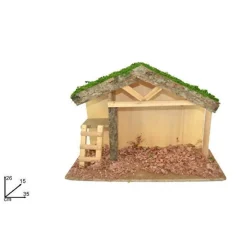 CAPANNA CON SOPPALCO SCALETTA CON TRUCIOLO 35X26X15CM PRESEPE DECORAZIONE NATALE