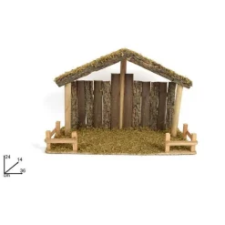 CAPANNA CON TRONCHI MUSCHIO 36X14X24CM PRESEPE PER NATALE DECORAZIONE ADDOBBO
