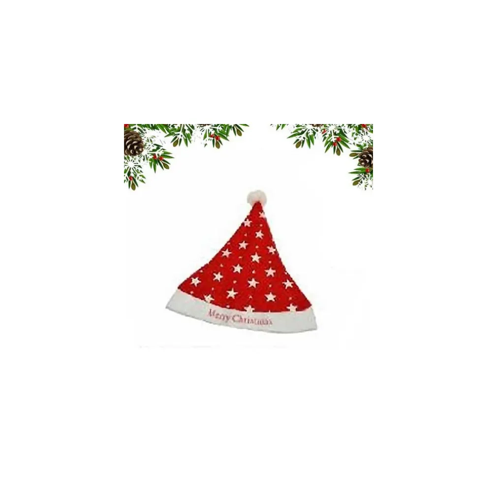 CAPPELLINO CAPPELLO DI BABBO NATALE PER BAMBINI CON STELLINE ADDOBBI NATALIZI