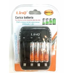 CARICA BATTERIE PILE STILO MINISTILO AA AAA ZN422-A7 + 4 PILE MINISTILO 2300MAH