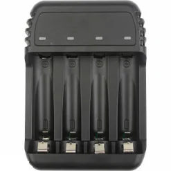 CARICABATTERIE PILE TELESCOPICO 4 SLOT INDICATORI LED STILO MINISTILO AA AAA ZN-422
