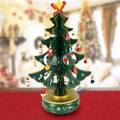 CARILLON NATALIZIO ALBERO DI NATALE LEGNO CON ADDOBBI 33CM DECORAZIONI NATALIZIE