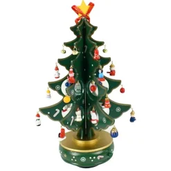 CARILLON NATALIZIO ALBERO DI NATALE LEGNO CON ADDOBBI 33CM DECORAZIONI NATALIZIE