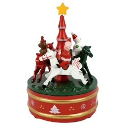 CARILLON NATALIZIO GIOSTRA DI NATALE IN LEGNO DECORAZIONI NATALIZIE 14 X 21 CM