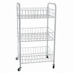 CARRELLO IN METALLO DA BAGNO PORTAOGGETTI 3 RIPIANI PORTA OGGETTI CON RUOTE 52531