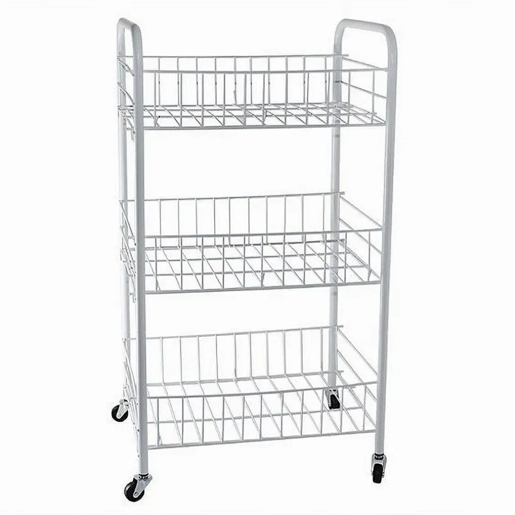 CARRELLO IN METALLO DA BAGNO PORTAOGGETTI 3 RIPIANI PORTA OGGETTI CON RUOTE 52531